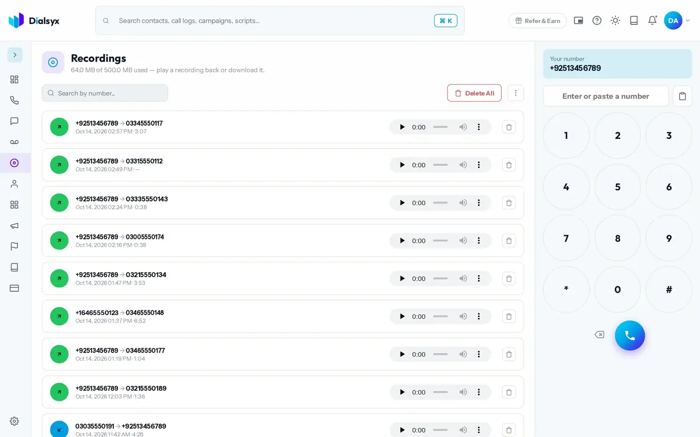 Call recording in the Dialsyx dialer